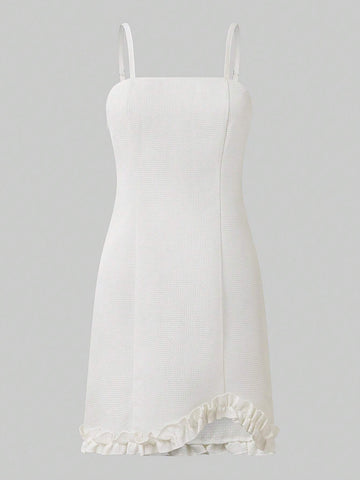 Bow Front Jacket & Frill Trim Cami Dress