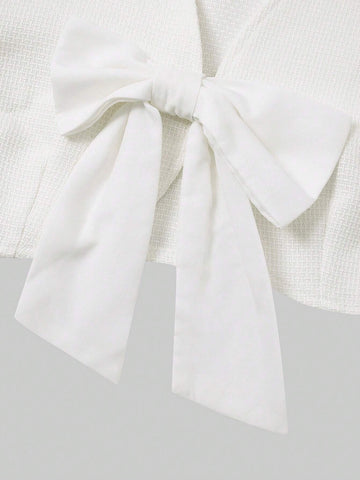 Bow Front Jacket & Frill Trim Cami Dress