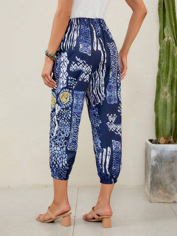 EMERY ROSE Graphic Print Capri Pants
