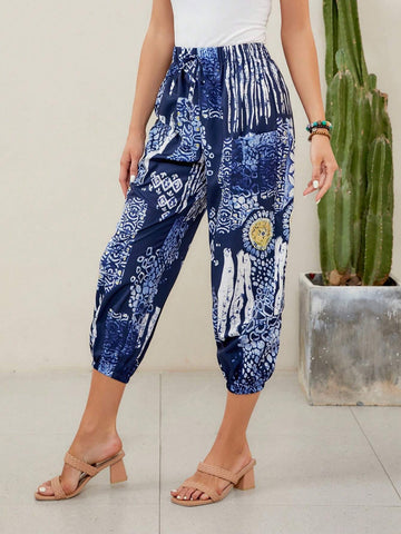 EMERY ROSE Graphic Print Capri Pants