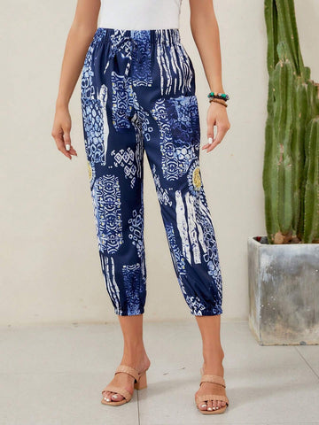 EMERY ROSE Graphic Print Capri Pants