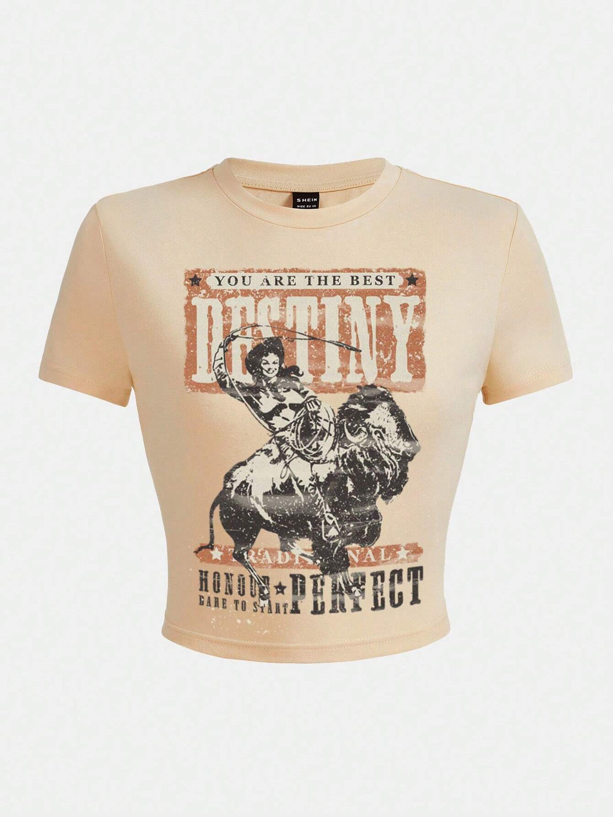 Figure & Slogan Graphic Crop Tee