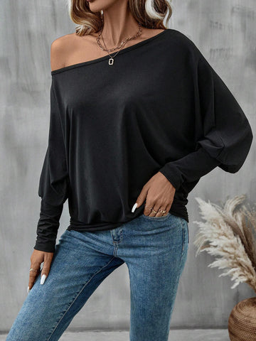 Solid Batwing Sleeve Tee