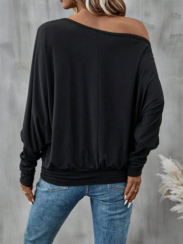 Solid Batwing Sleeve Tee