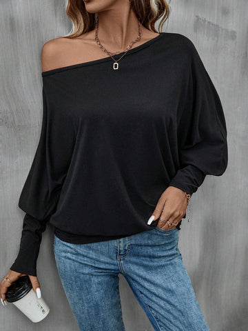 Solid Batwing Sleeve Tee
