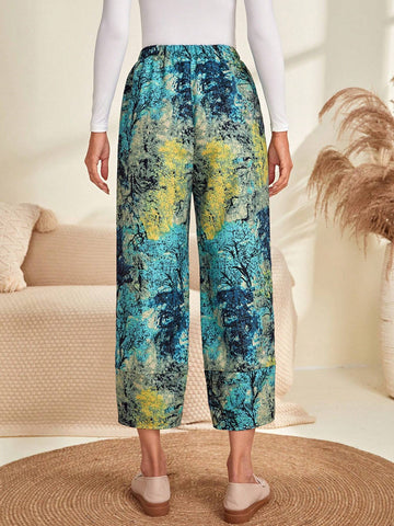 EMERY ROSE Allover Print Slant Pocket Pants