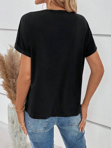 Moon Print Batwing Sleeve Tee