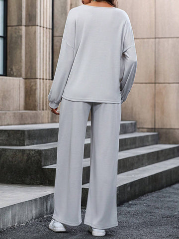 Drop Shoulder Tee & Wide Leg Pants