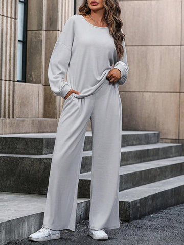 Drop Shoulder Tee & Wide Leg Pants