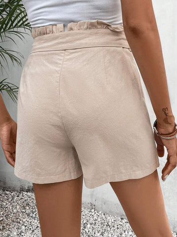 Frenchy Paperbag Waist Belted Wrap Skort