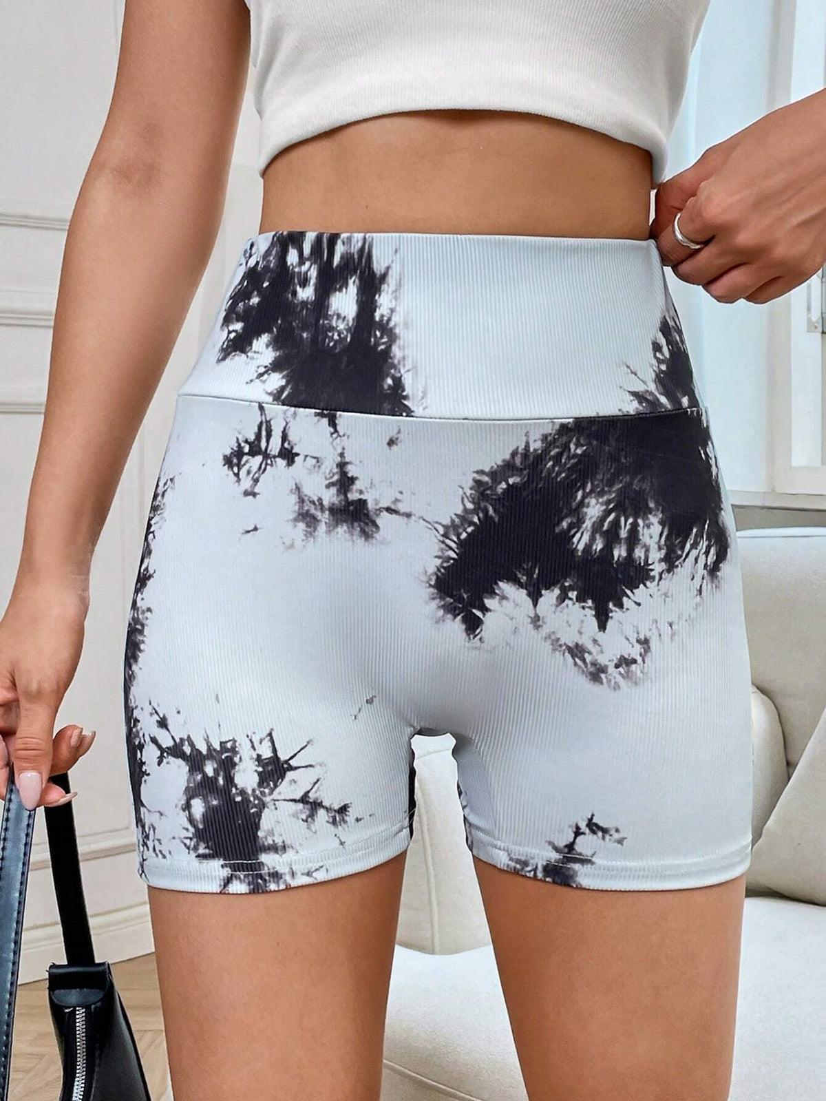 EZwear Tie Dye Wideband Waist Biker Shorts