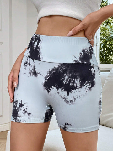 EZwear Tie Dye Wideband Waist Biker Shorts