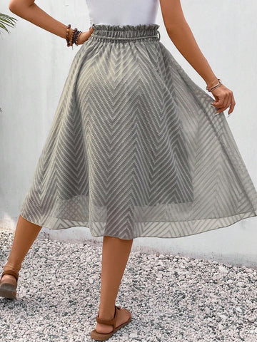 Frenchy Paperbag Waist Knot Front Skirt