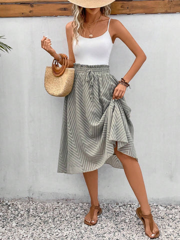 Frenchy Paperbag Waist Knot Front Skirt