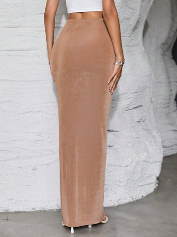 Ruched Split Thigh Skirt