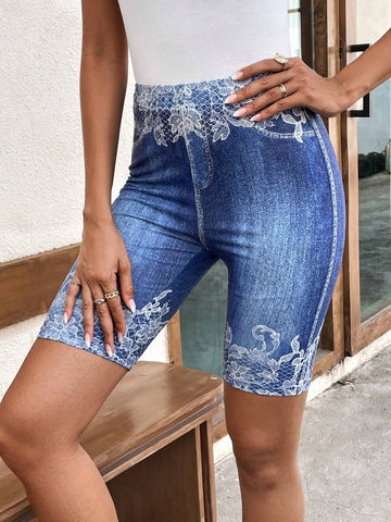 Floral Print Biker Shorts