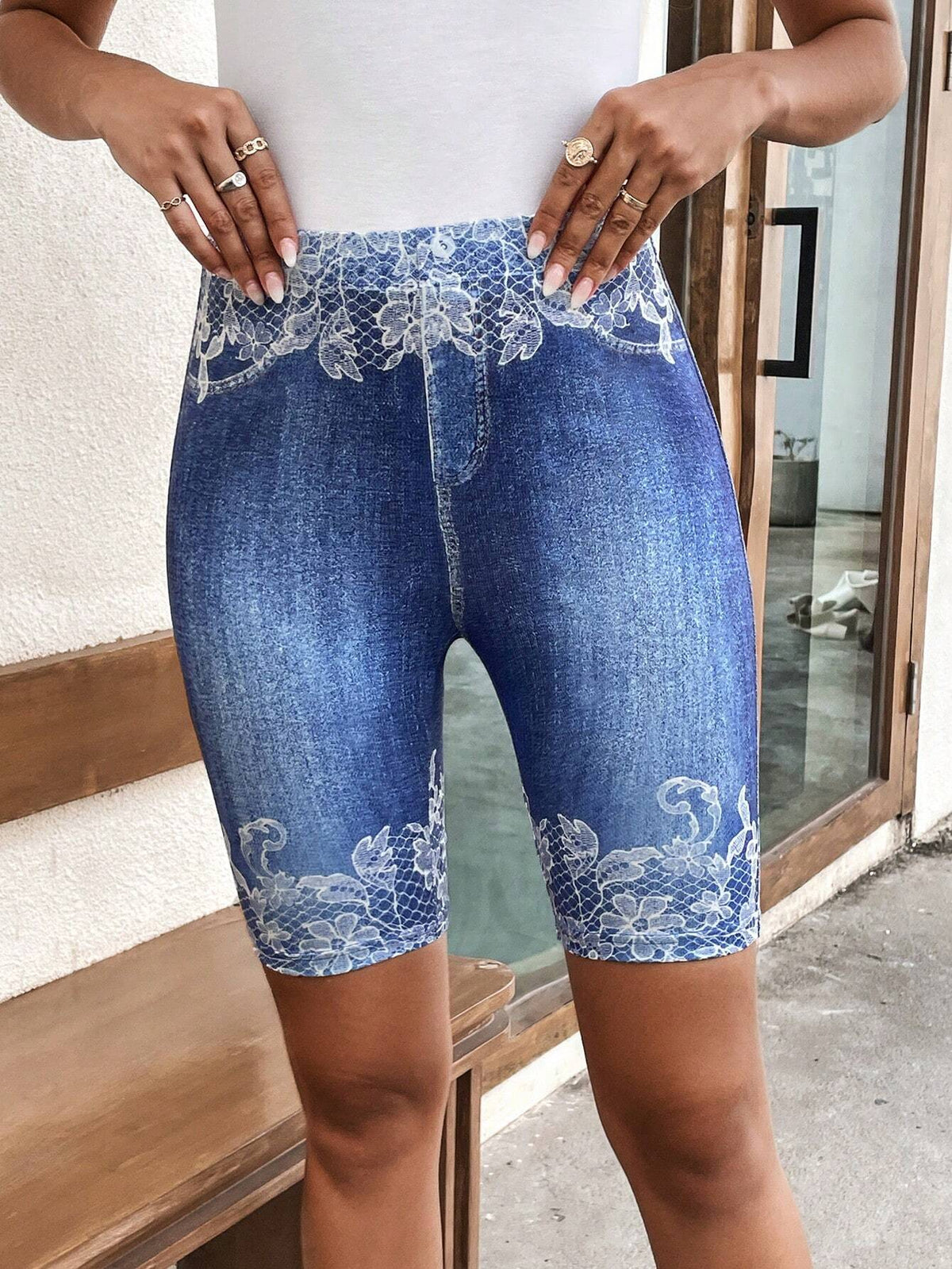 Floral Print Biker Shorts