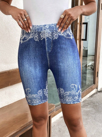 Floral Print Biker Shorts