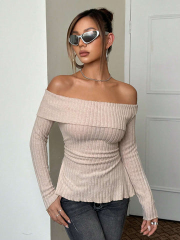 Off Shoulder Split Hem Tee