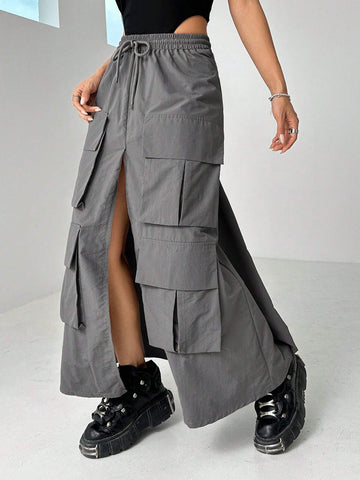 ICON Flap Pocket Drawstring Waist Cargo Skirt