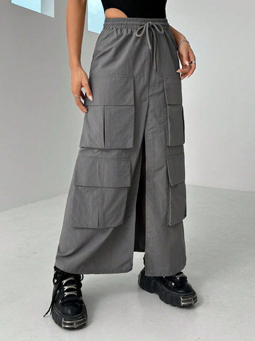 ICON Flap Pocket Drawstring Waist Cargo Skirt