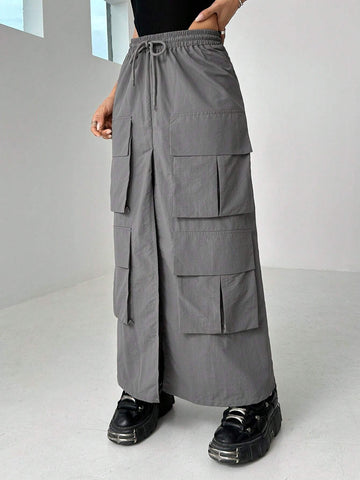 ICON Flap Pocket Drawstring Waist Cargo Skirt