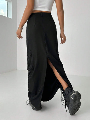 ICON Drawstring Hem Flap Pocket Cargo Skirt