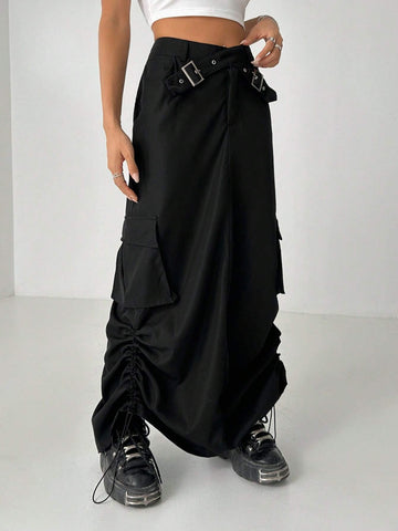ICON Drawstring Hem Flap Pocket Cargo Skirt