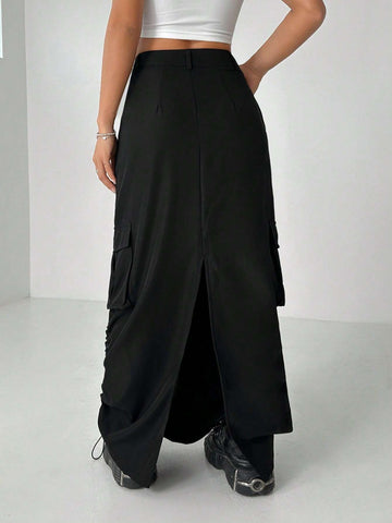 ICON Drawstring Hem Flap Pocket Cargo Skirt