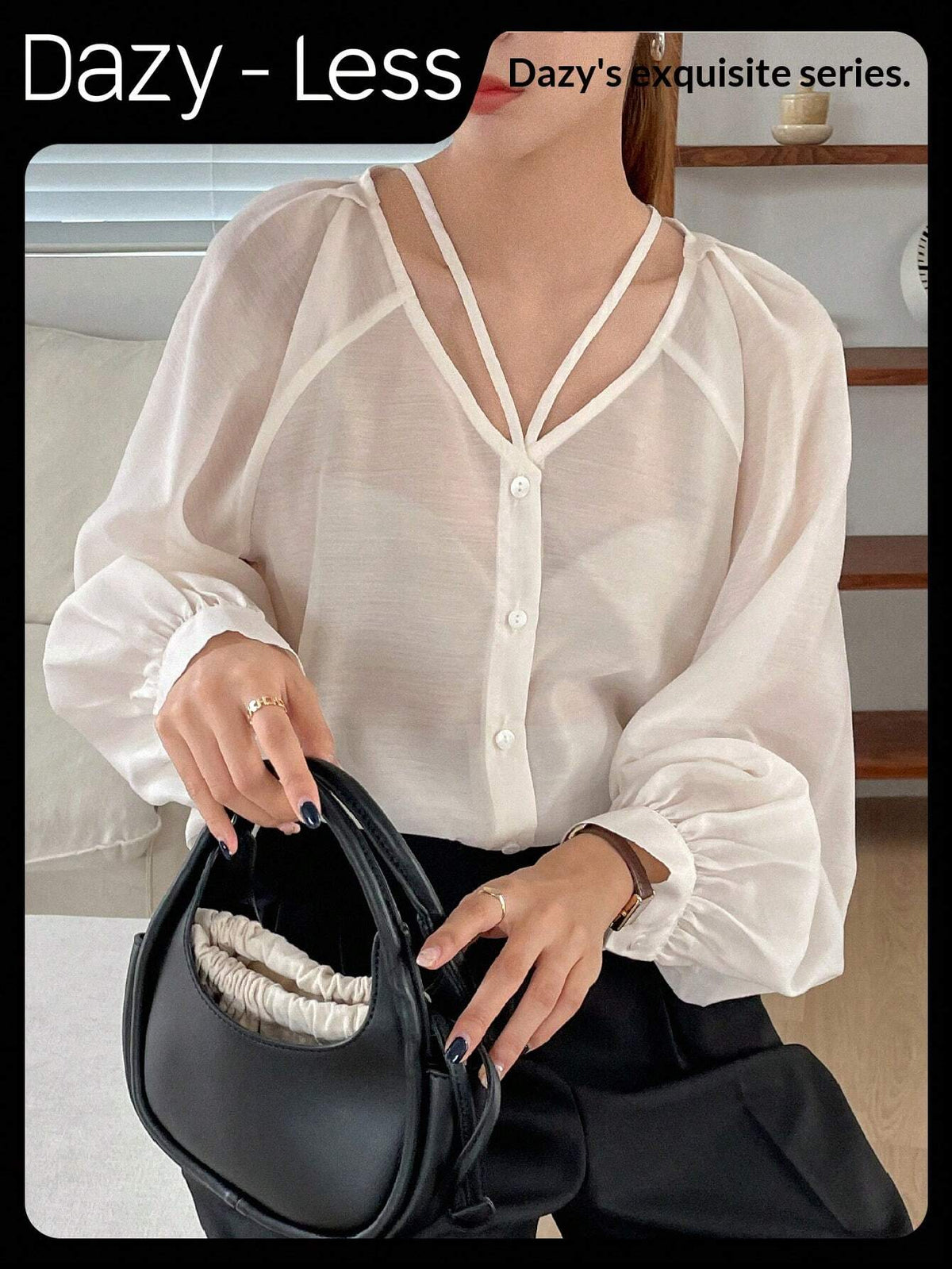 Solid Button Front Raglan Sleeve Blouse
