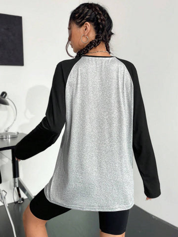 Letter Graphic Raglan Sleeve Tee