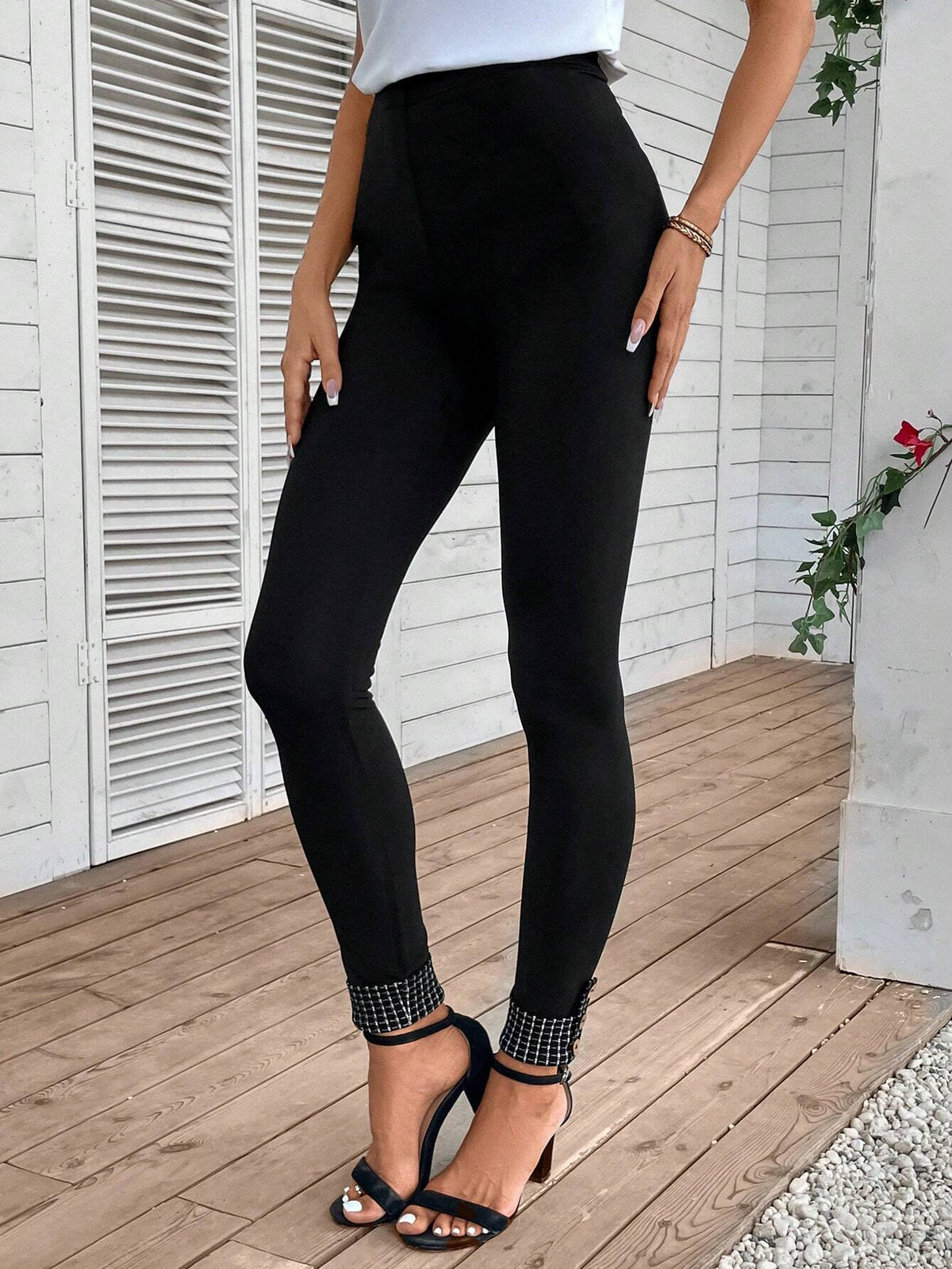 EMERY ROSE Rolled Up Detail Leggings