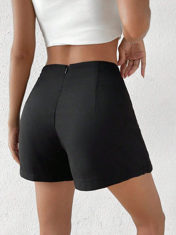 High Waist Button Detail Skort