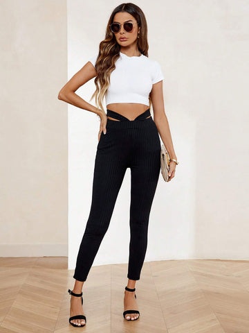 Cut Out Waist Leggings