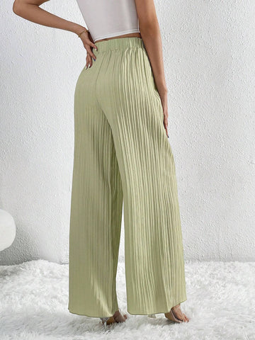 Tall Solid Plisse Wide Leg Pants