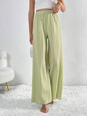 Tall Solid Plisse Wide Leg Pants