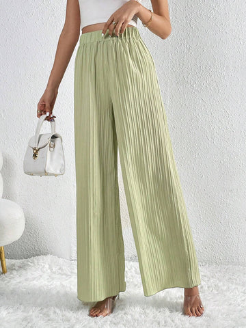 Tall Solid Plisse Wide Leg Pants