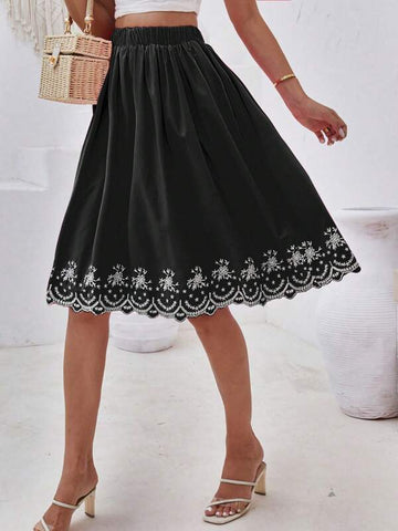 Frenchy Floral Print Scallop Trim Skirt