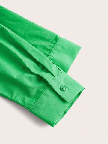 Drop Shoulder Pocket Patched Shirt With Necktie