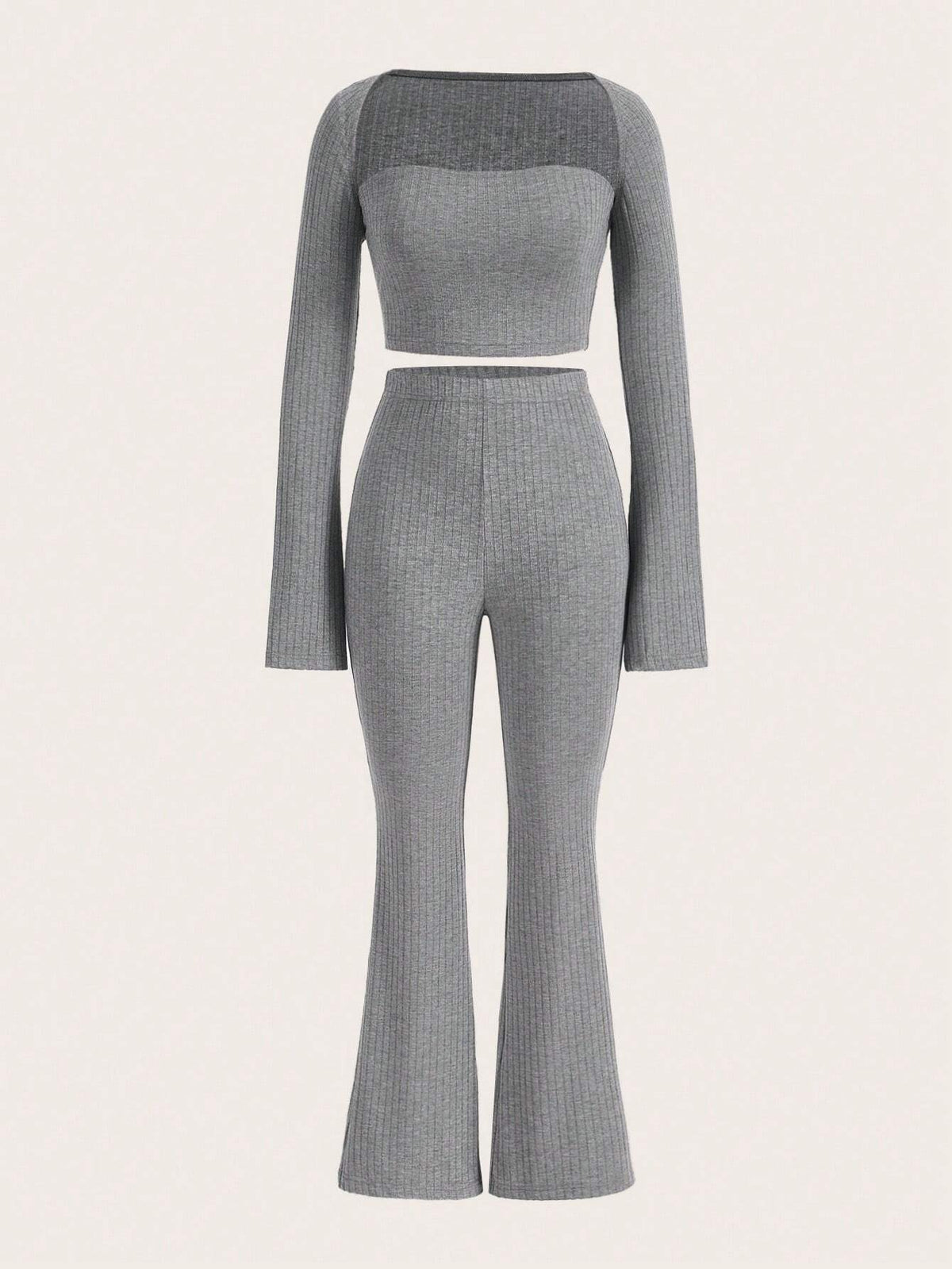 Solid Tube Top & Bolero & Flare Leg Pants