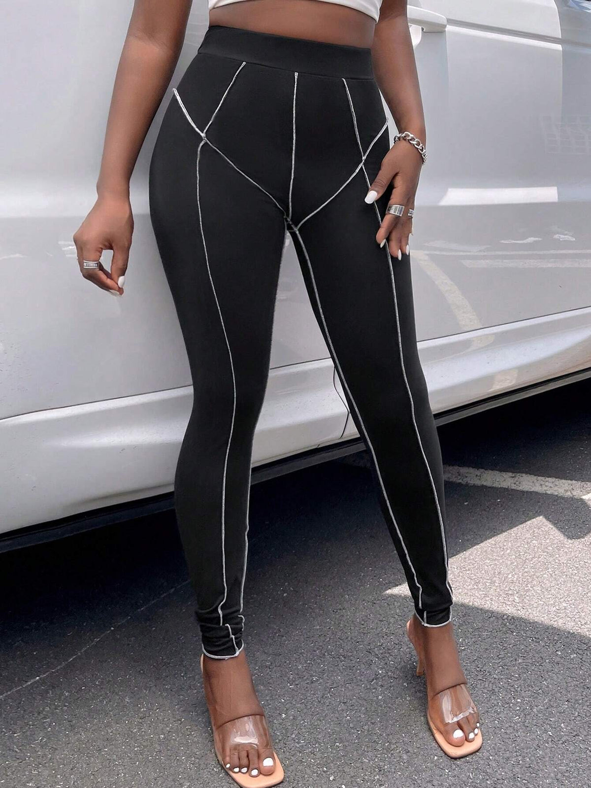 Top-stitching Detail Leggings