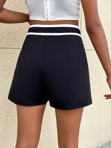 Striped Trim Wide Leg Shorts