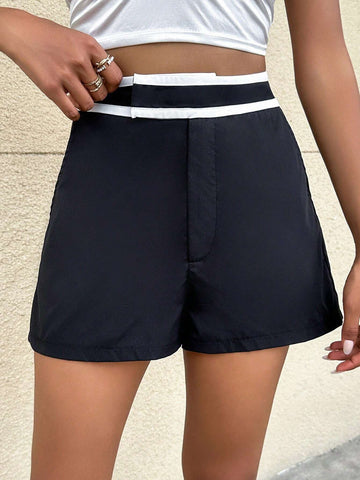 Striped Trim Wide Leg Shorts