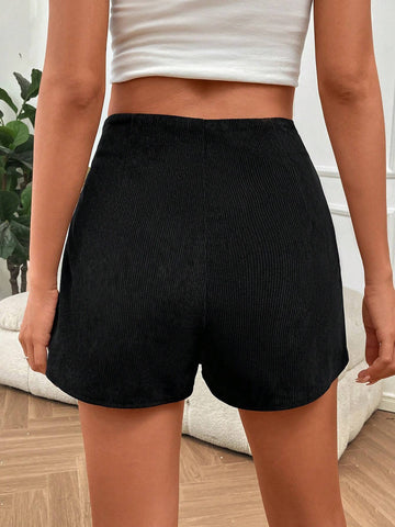 EZwear Button Detail Split Hem Corduroy Skort