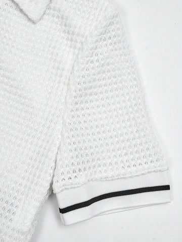 Striped Trim Crop Tee & Biker Shorts