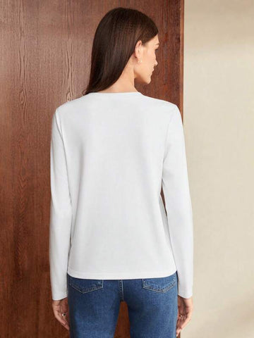 Letter Patched Round Neck Tee