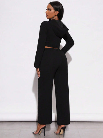 Flap Detail Crop Jacket & Pants