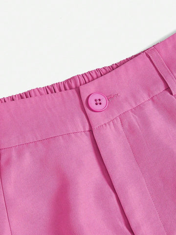 EZwear Letter Patched Detail Flap Pocket Cargo Pants