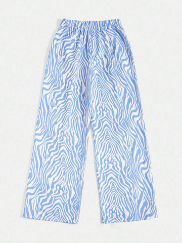 EZwear Zebra Striped Wide Leg Pants