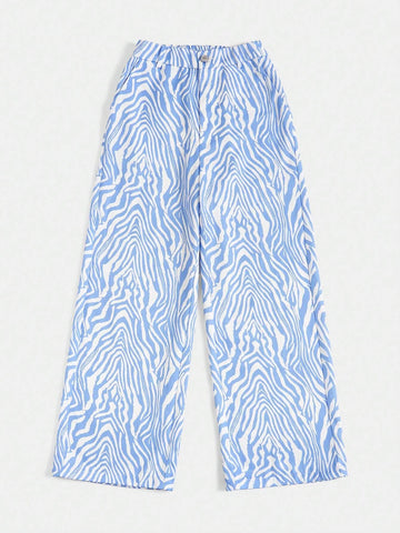 EZwear Zebra Striped Wide Leg Pants